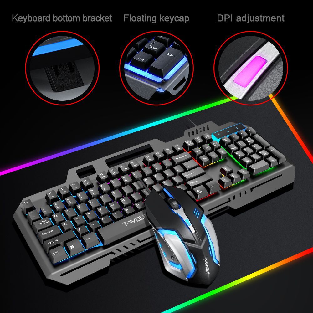 T WOLF TF600 Teclado para jueg - Gaming Keyboard Mouse Combo reseña y precio